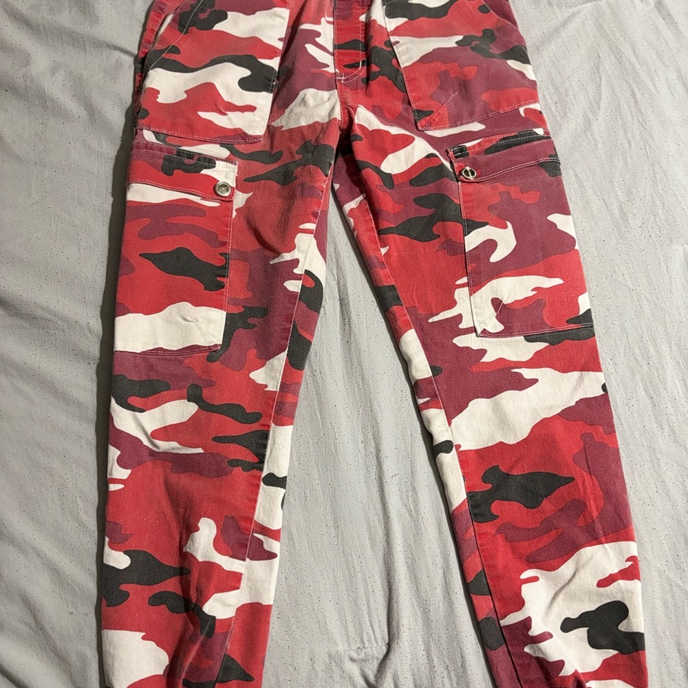 Camouflage Cargo Pants - Red and Black